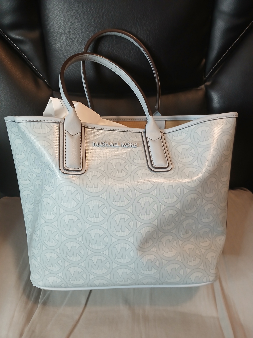 Michael Kors Sky Blue MK Signature Mini Tote Bag